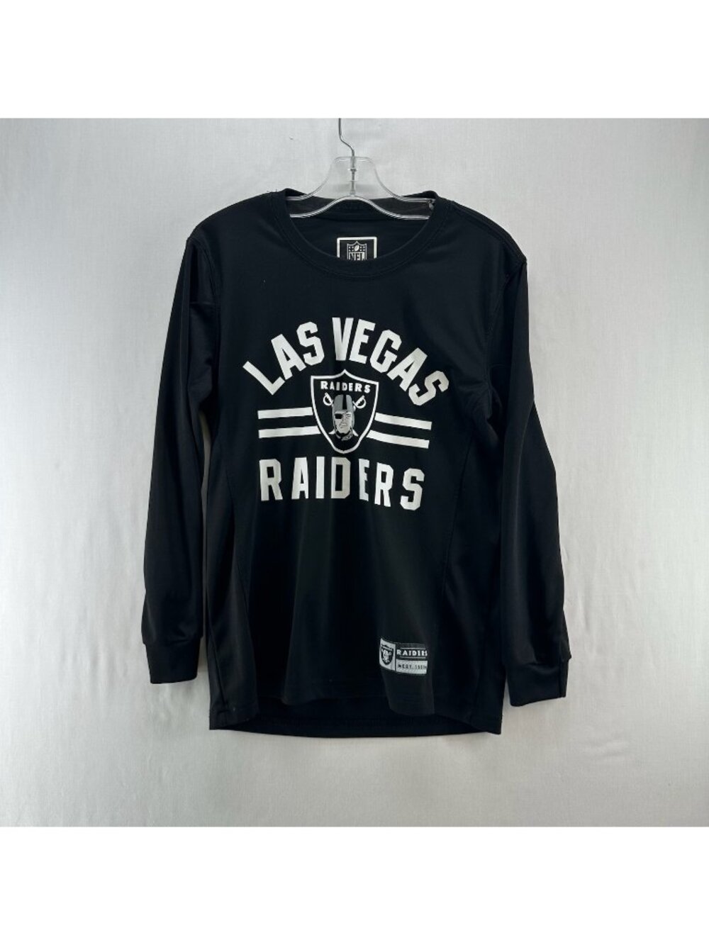 NFL Las Vegas Raiders Long Sleeve Shirt Youth Size 10-12 Graphic Crew Neck Black